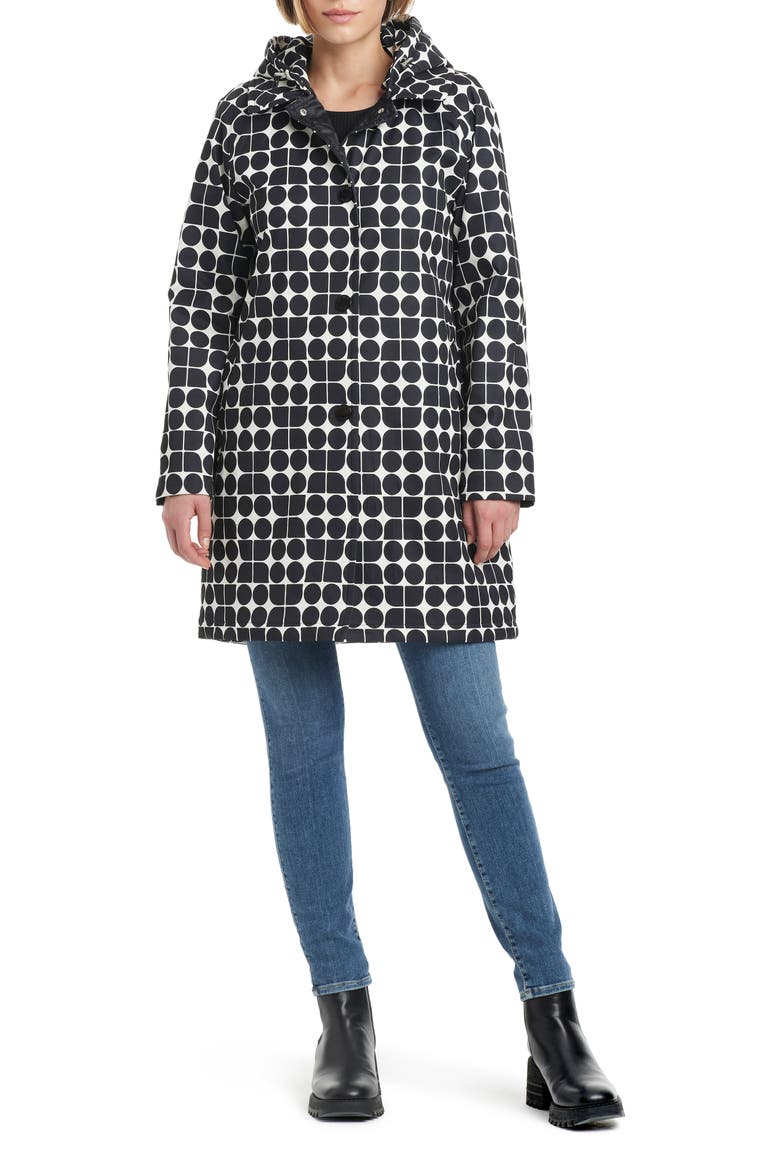 water resistant raincoat with removable hood, Main, color, NOEL PRINTED