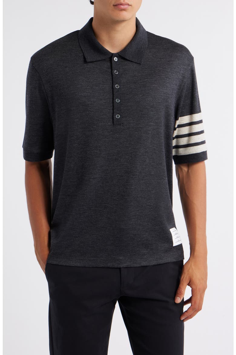 4-Bar Virgin Wool Jersey Polo, Main, color, CHARCOAL