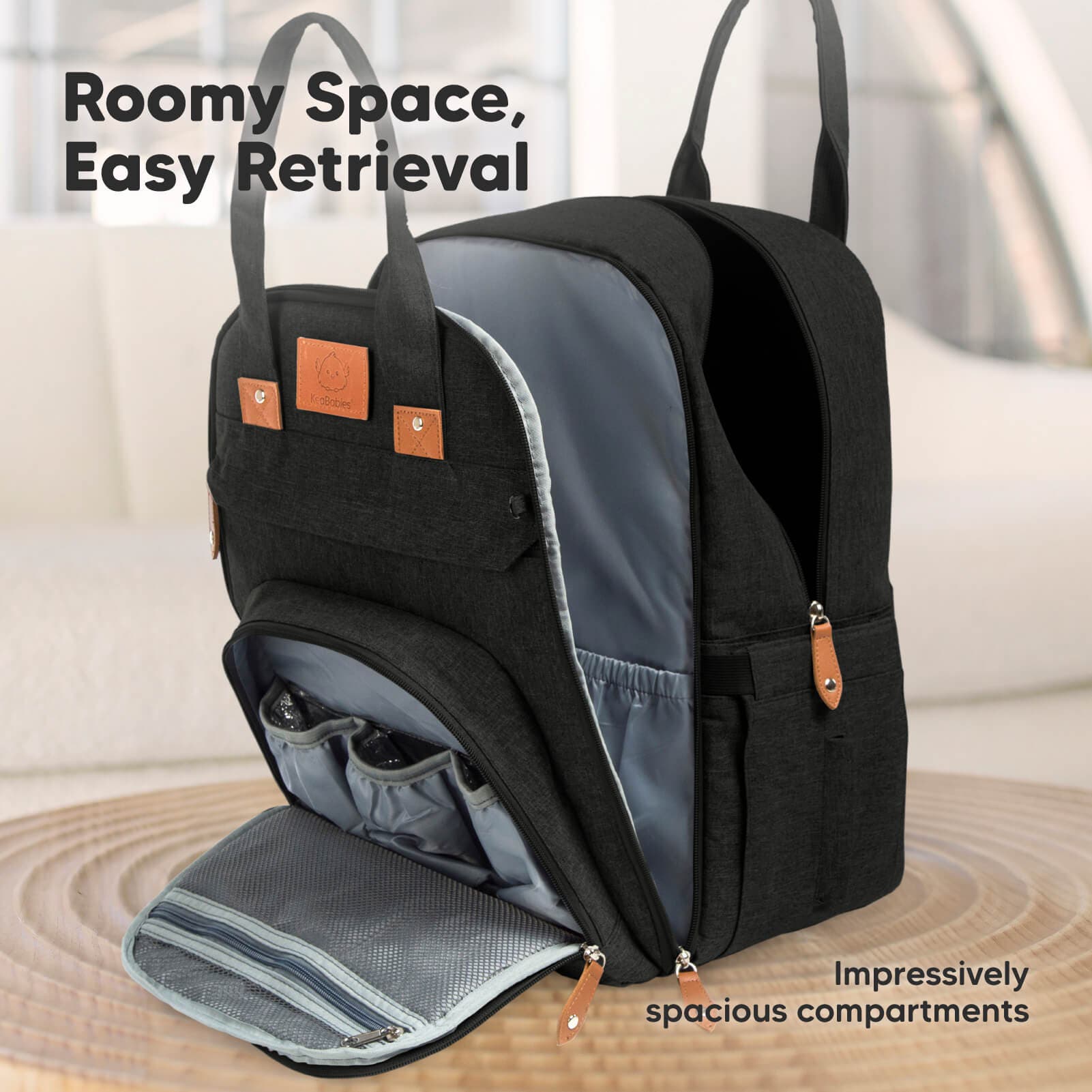 KeaBabies Rove Diaper Bag, Alternate, color, Trendy Black