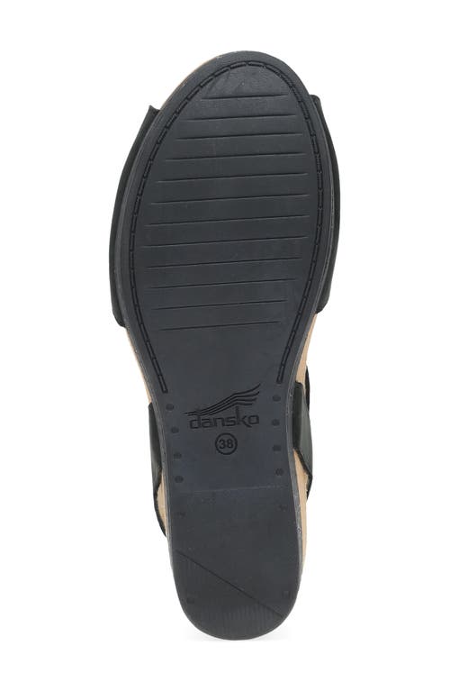 Dansko Stella Ankle Strap Platform Wedge Sandal In Black Milled Nubuck