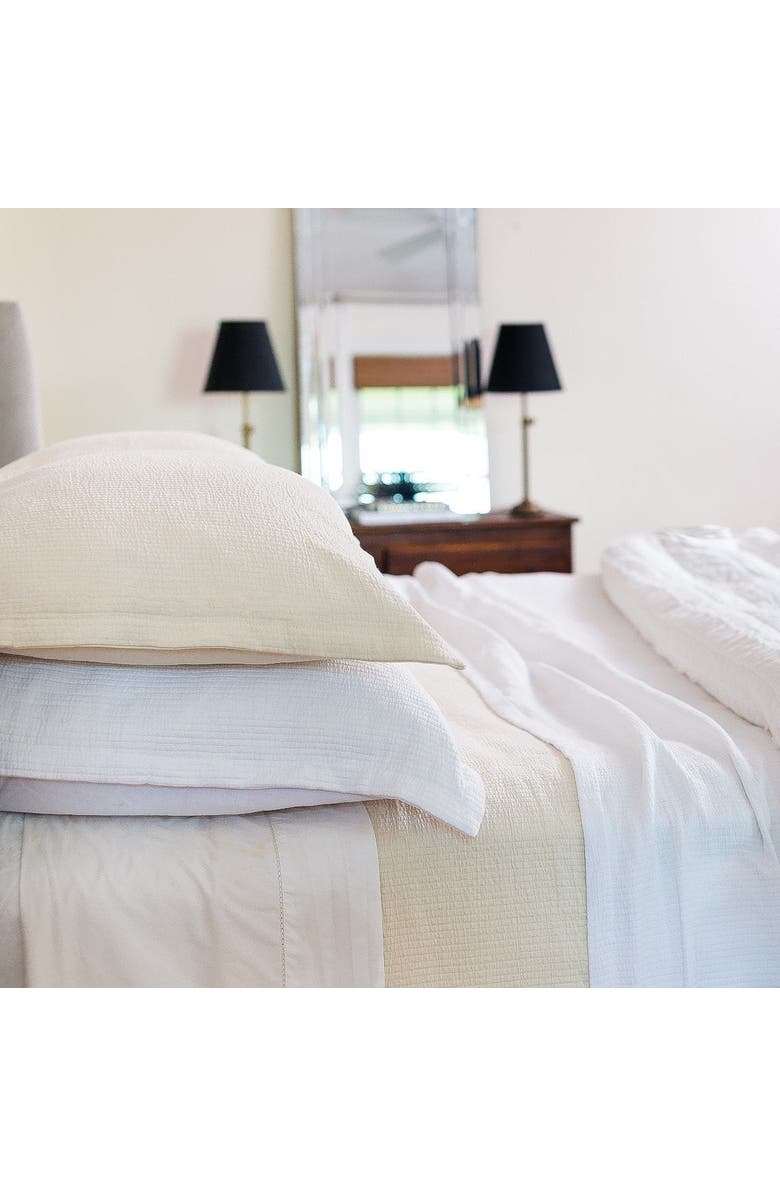 ELISABETH YORK 20" x 26" Delfina White Cotton Standard Sham - Machine Washable, Alternate, color, White