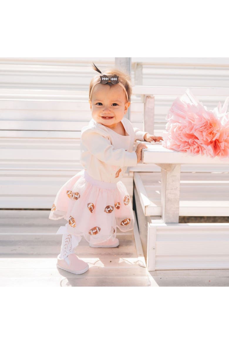 Mini Sequin Footballs Tutu Skirt, Alternate, color, Pink