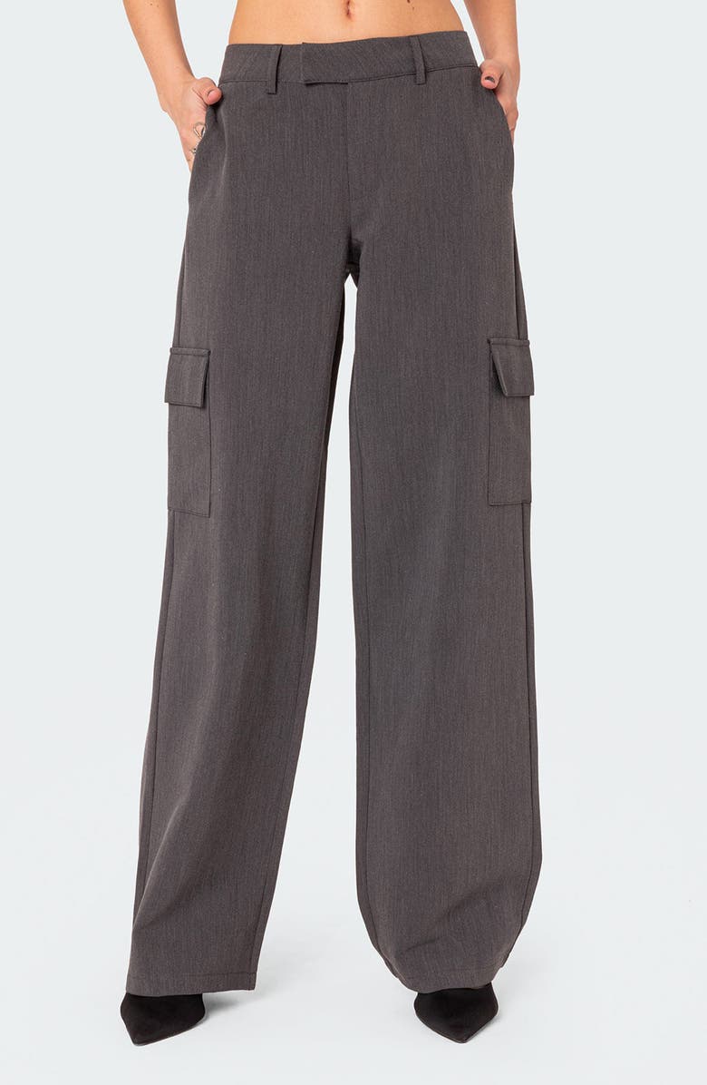 EDIKTED Faith Relaxed Straight Leg Trousers, Main, color, Dark-Gray