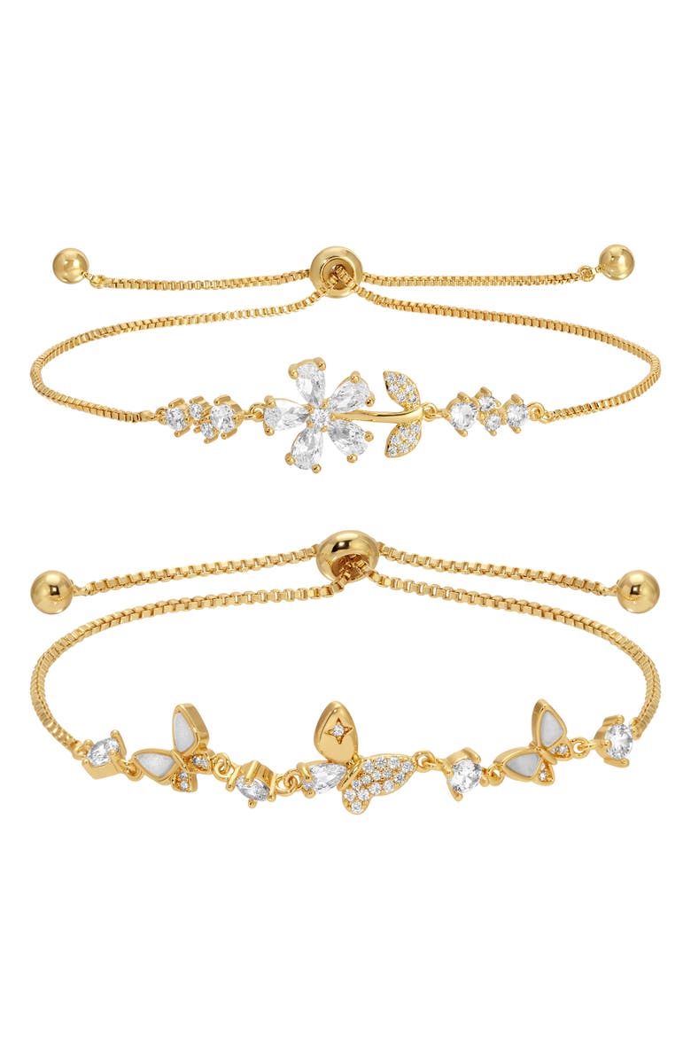 EYE CANDY LOS ANGELES Fiorella Set of 2 Bolo Bracelets, Main, color, Gold