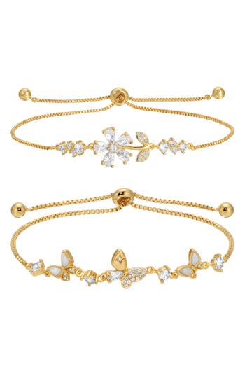 Eye Candy Los Angeles Fiorella Set Of 2 Bolo Bracelets In Gold