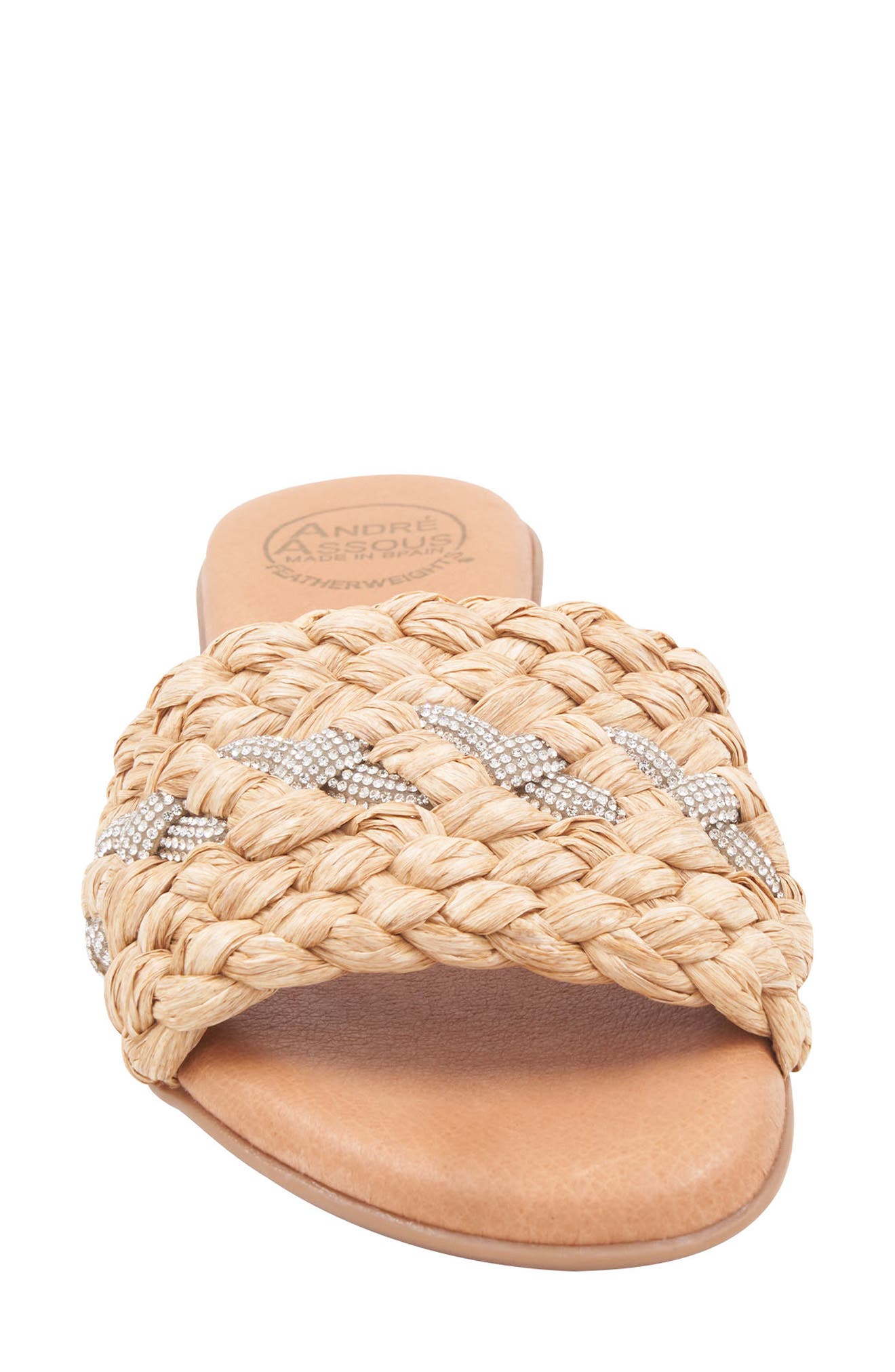 André Assous Nahala Slide Sandal, Alternate, color, Natural/ Crystal
