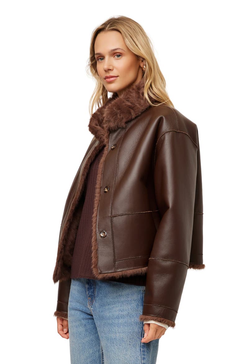 Mackenzie Reversible Faux Fur Coat, Alternate, color, WOOD