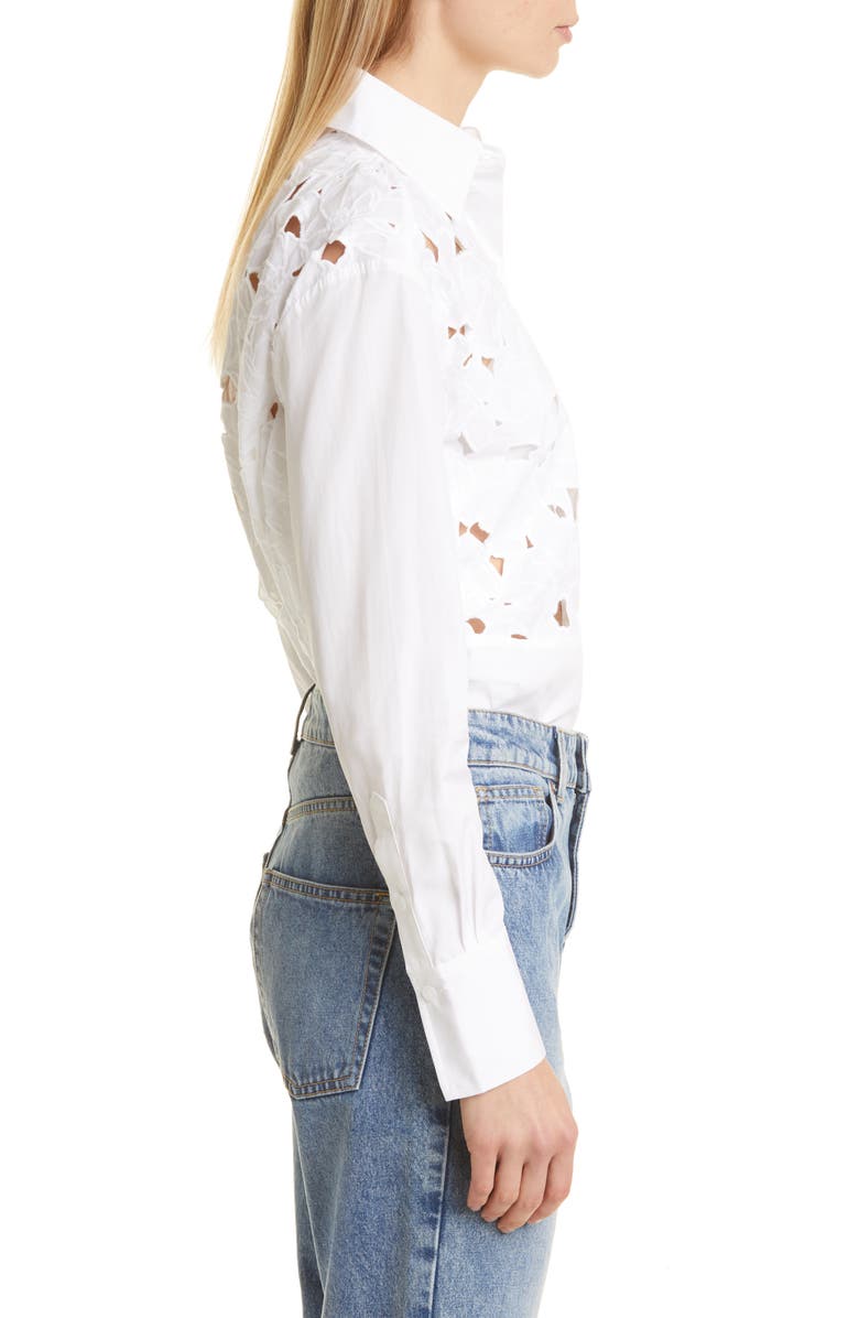 Nordstrom Signature Eyelet Mixed Media Button-Up Shirt, Alternate, color, 