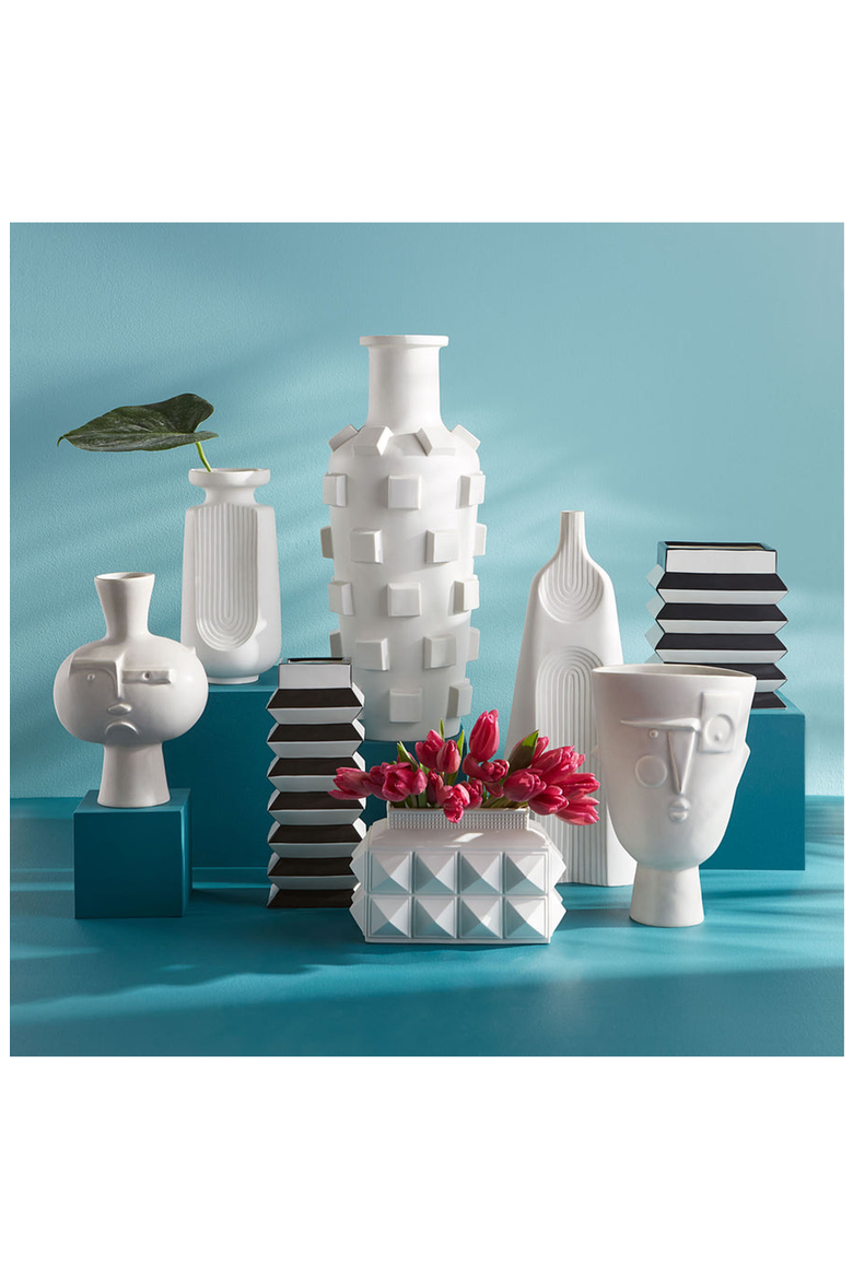Charade Studded Low Vase, Alternate, color, White