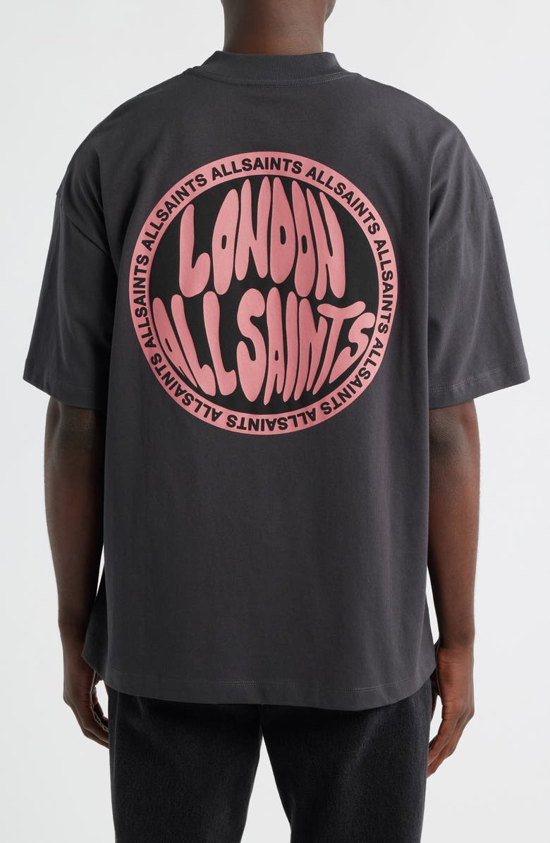 AllSaints London Cotton Graphic T-Shirt, Alternate, color, Washed Black