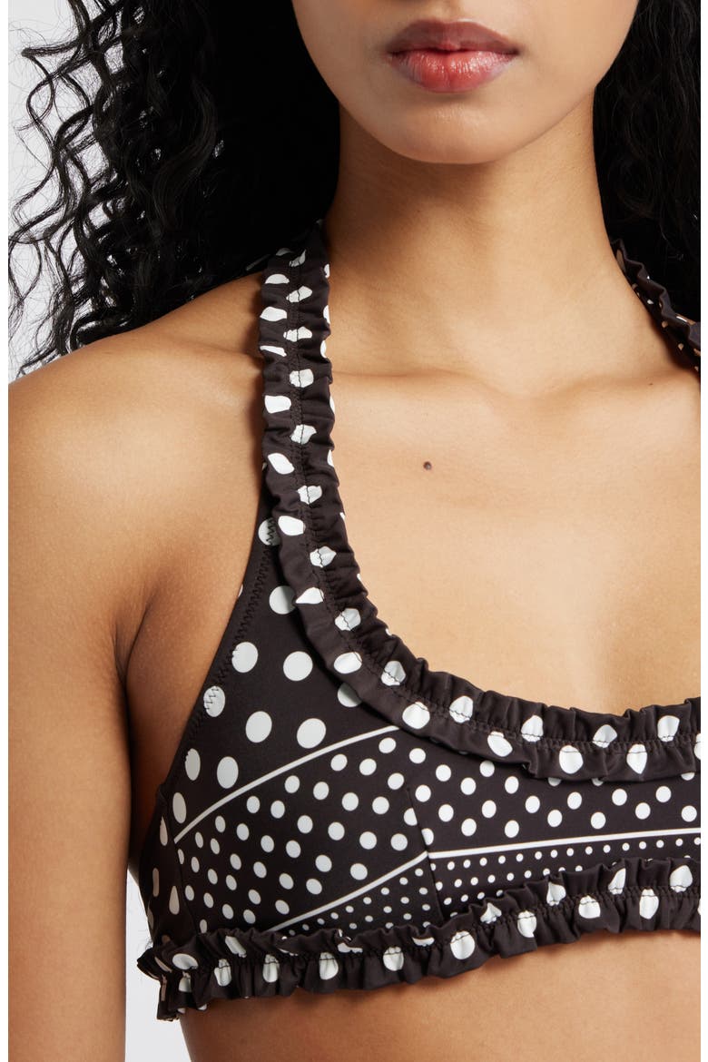 Cove Dot Ruffle Swim Top, Alternate, color, MULTI WHITE