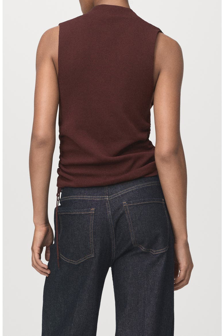 Ruched Cowl Neck Sleeveless Knit Top, Alternate, color, BROWN