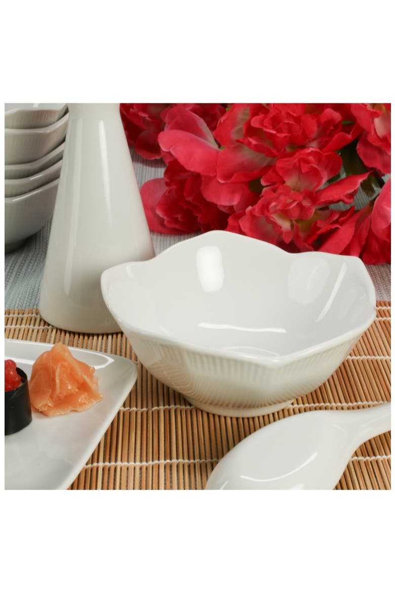 Set of 6 Lotus Bowls, Alternate, color, WHITE