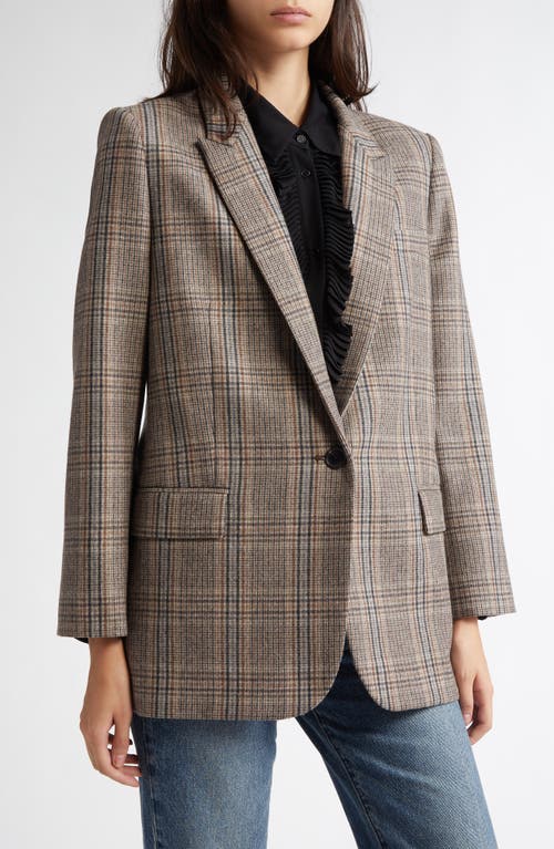 Nili Lotan Diane Plaid Wool Blend Jacket In Sand Plaid