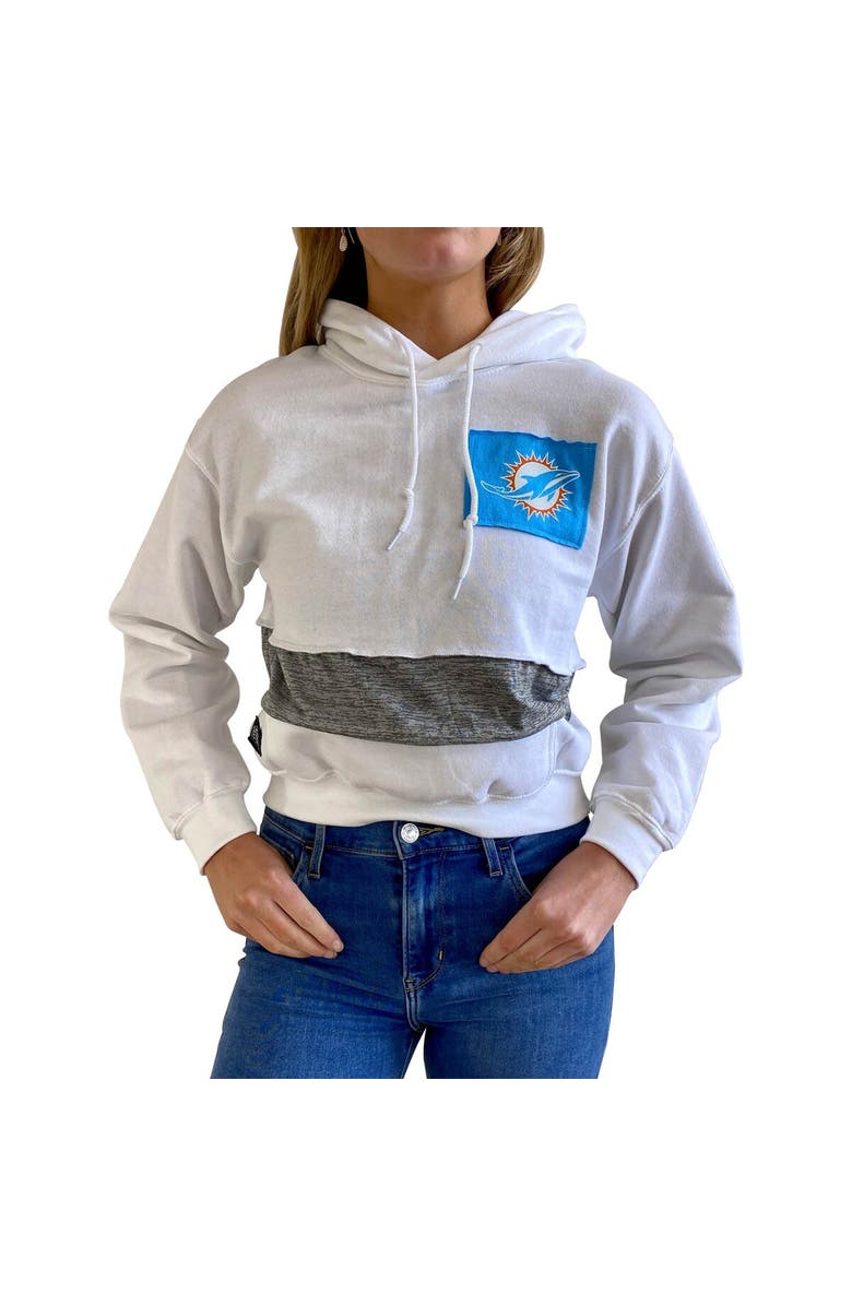 REFRIED APPAREL Women's Refried Apparel White Miami Dolphins Sustainable Crop Dolman Pullover Hoodie, Alternate, color, White