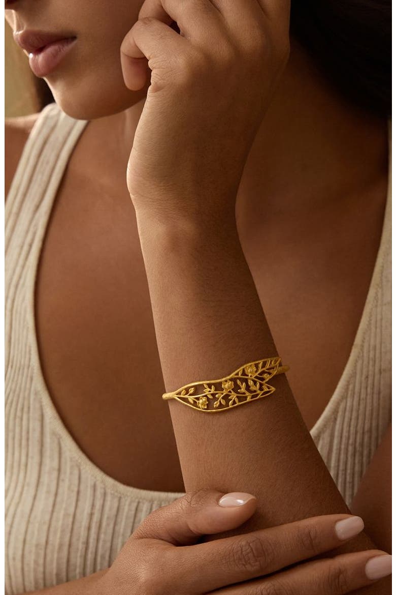 Expanding Beauty Lotus Cuff, Alternate, color, Metallic Gold