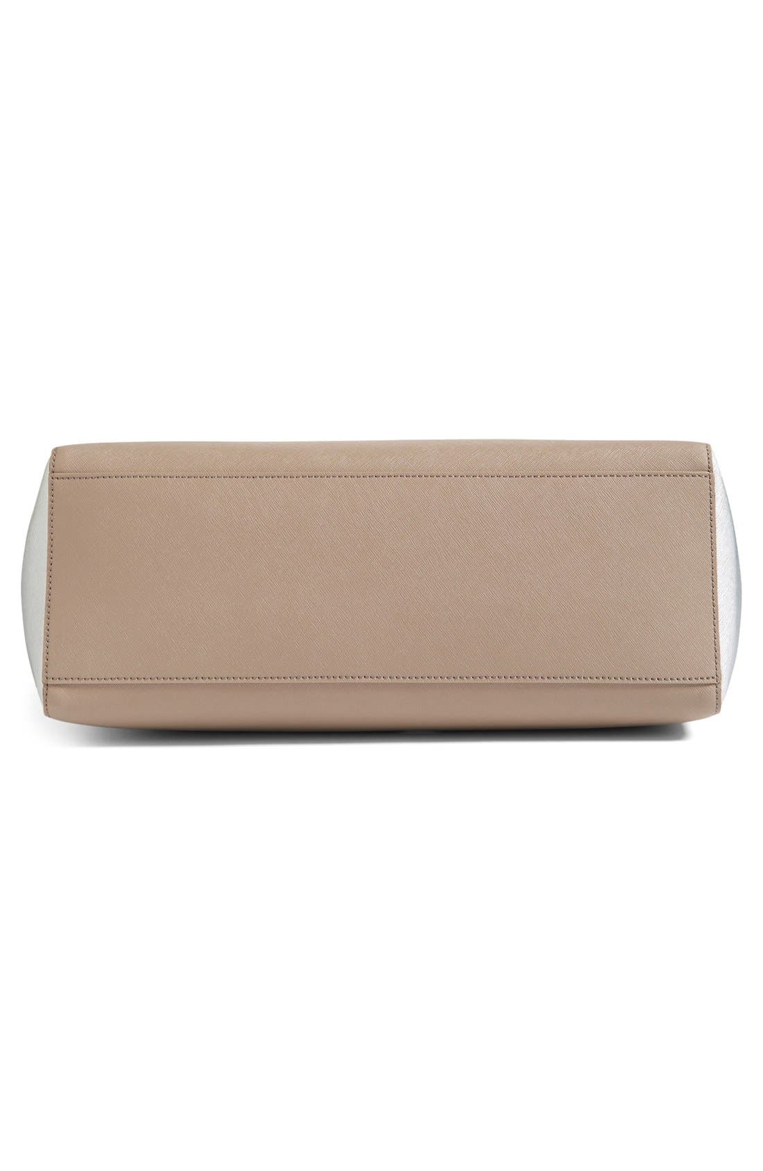 'York' Colorblock Buckle Tote, Alternate, color, FRENCH GREY/ SILVER