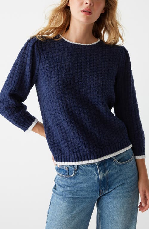 Michael Stars Leonora Tipped Puff Sleeve Cotton Blend Sweater In Nocturnal In Nocturnal