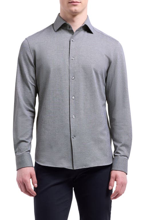 Bugatchi Devon Ooohcotton® Houndstooth Button-up Shirt In Gray