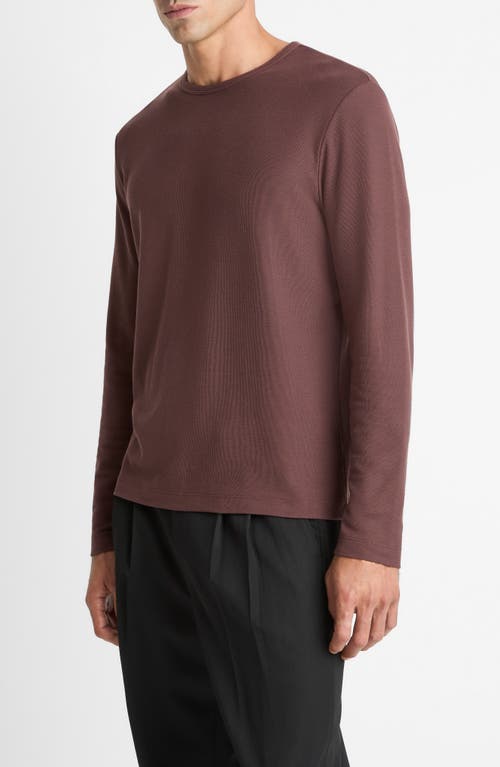 Vince Pima Cotton Piqué Long Sleeve T-shirt In Brown