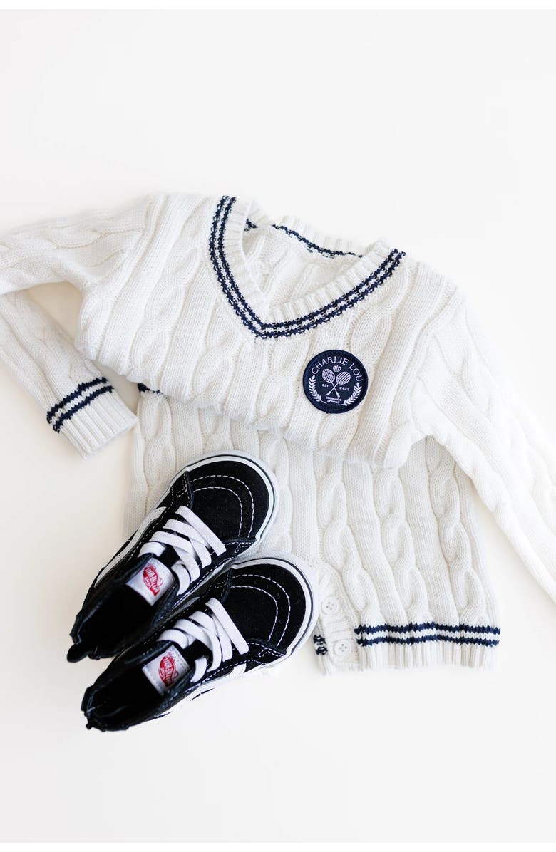 Charlie Lou Baby<sup>®</sup> Varsity Sweater Romper, Alternate, color, 