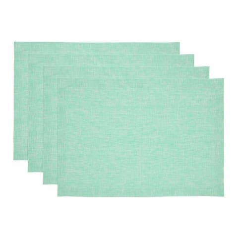 Linen Placemats Set of 4, 14 x 19 Inch for Dining Table, Holiday and Everyday Table Decor - Athena