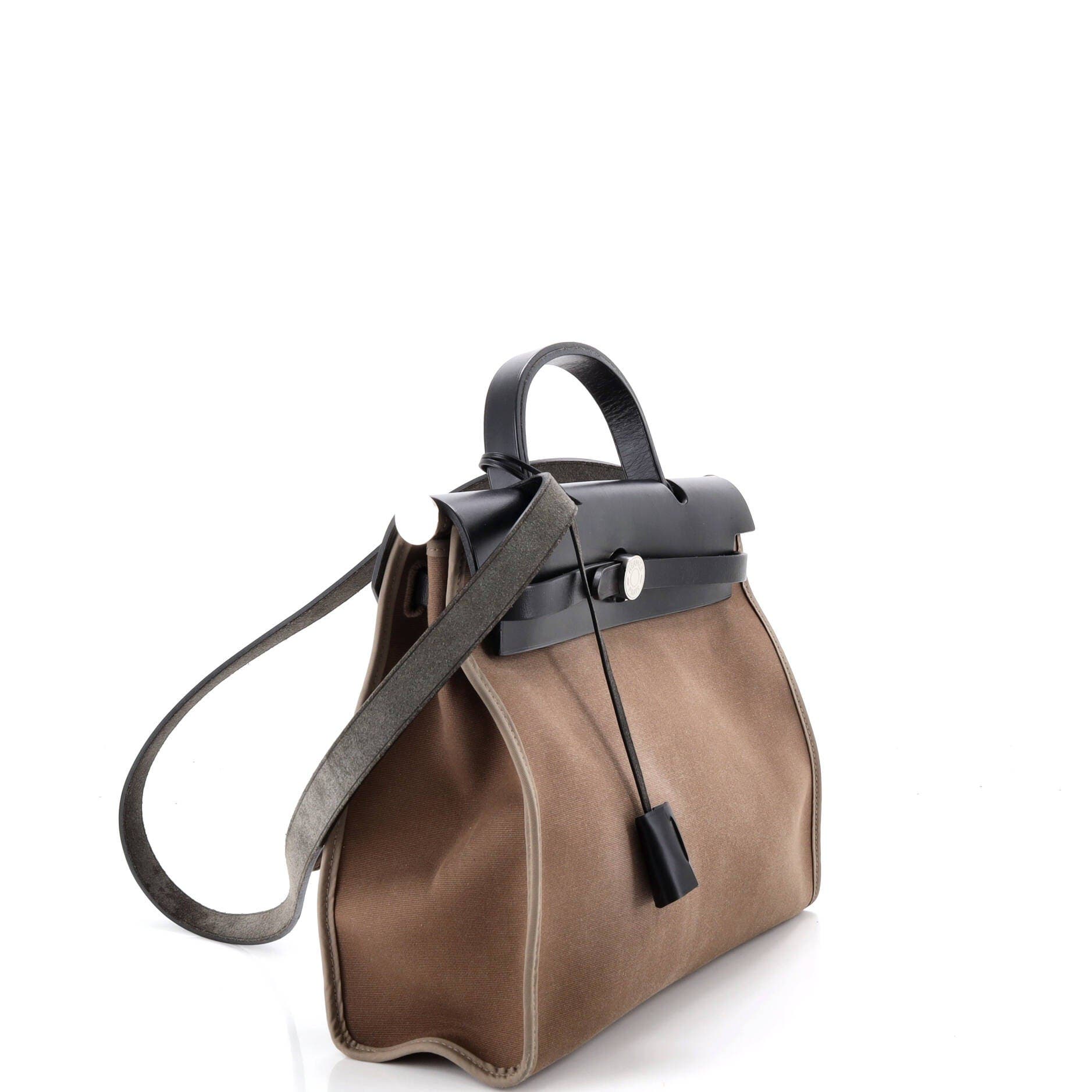 Pre-Owned Hermes Herbag Zip Leather and Toile 31, Alternate, color, Etoupe