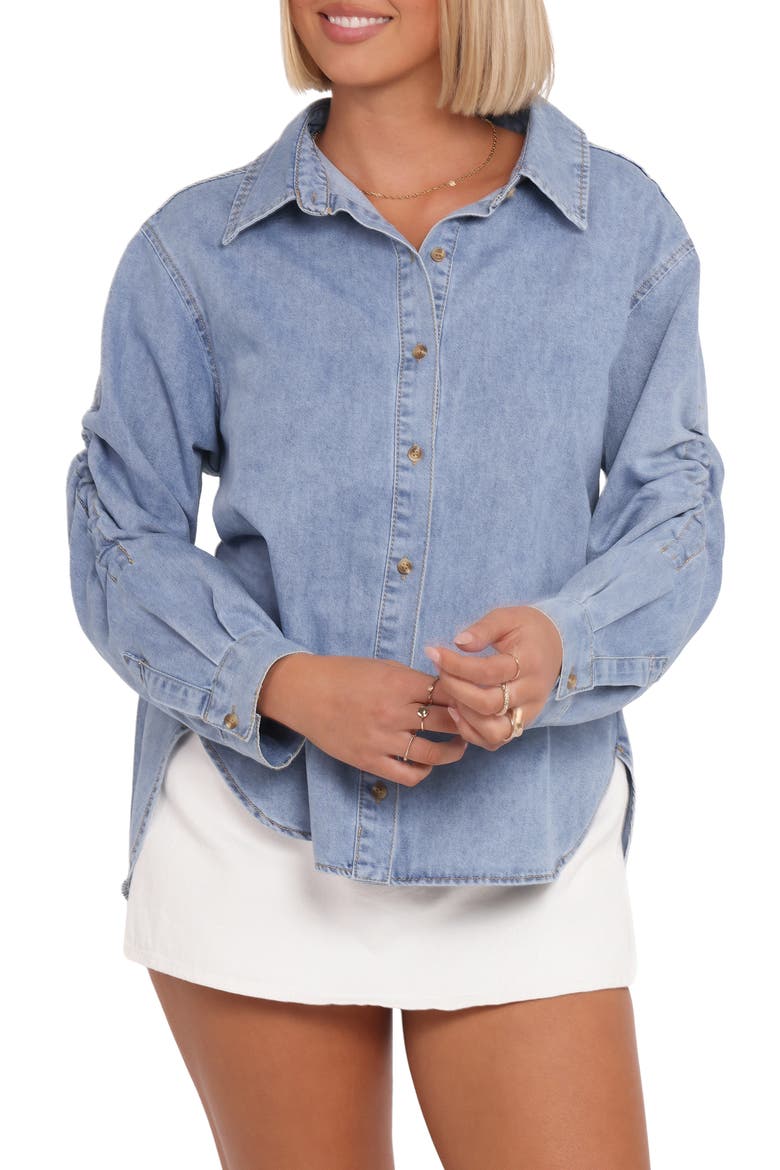 Antonella Denim Button-Up Shirt, Main, color, DENIM BLUE
