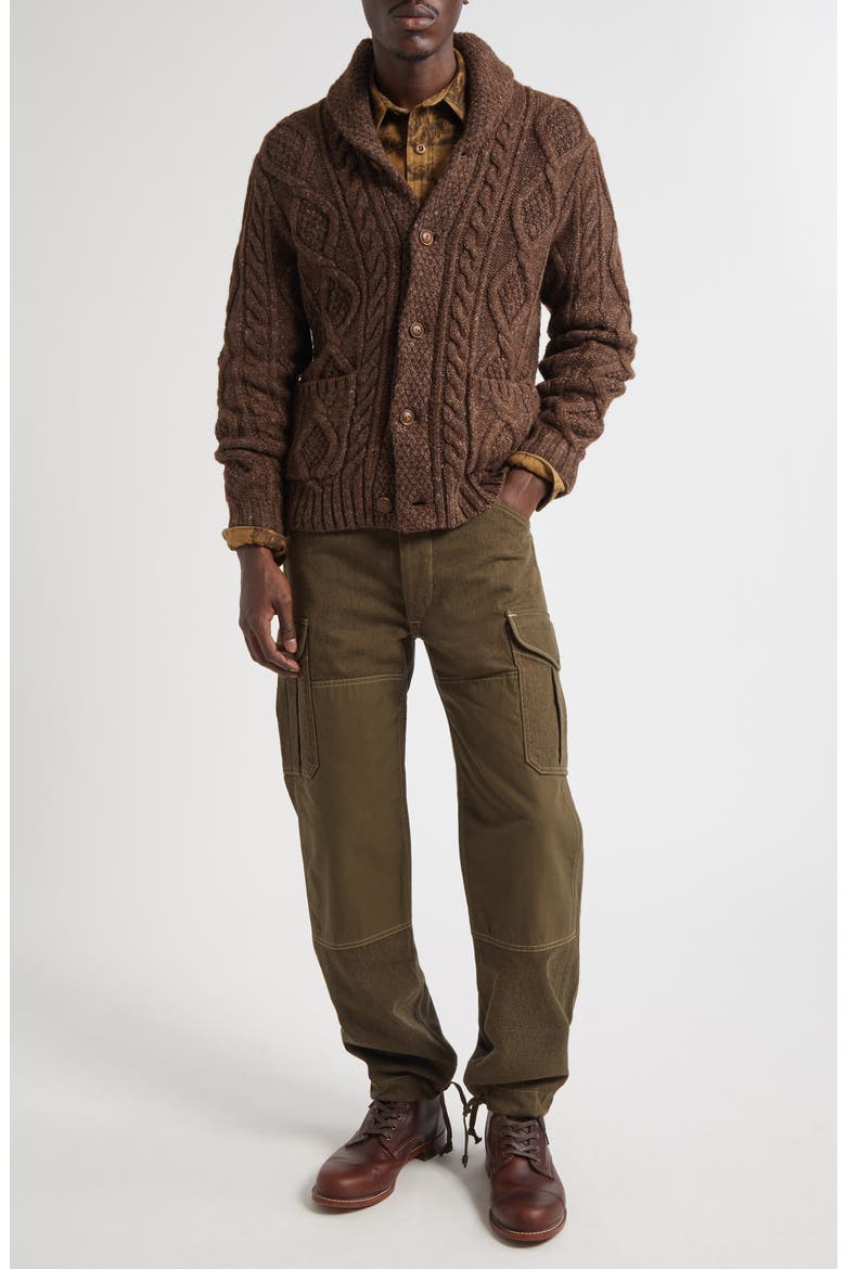 Heathered Shawl Collar Cardigan, Alternate, color, BROWN HEATHER