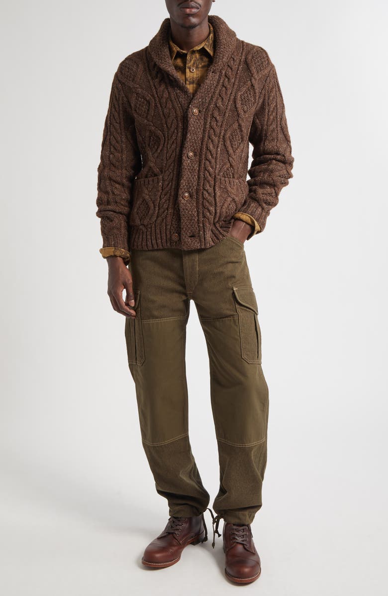 Double RL Heathered Shawl Collar Cardigan, Alternate, color,