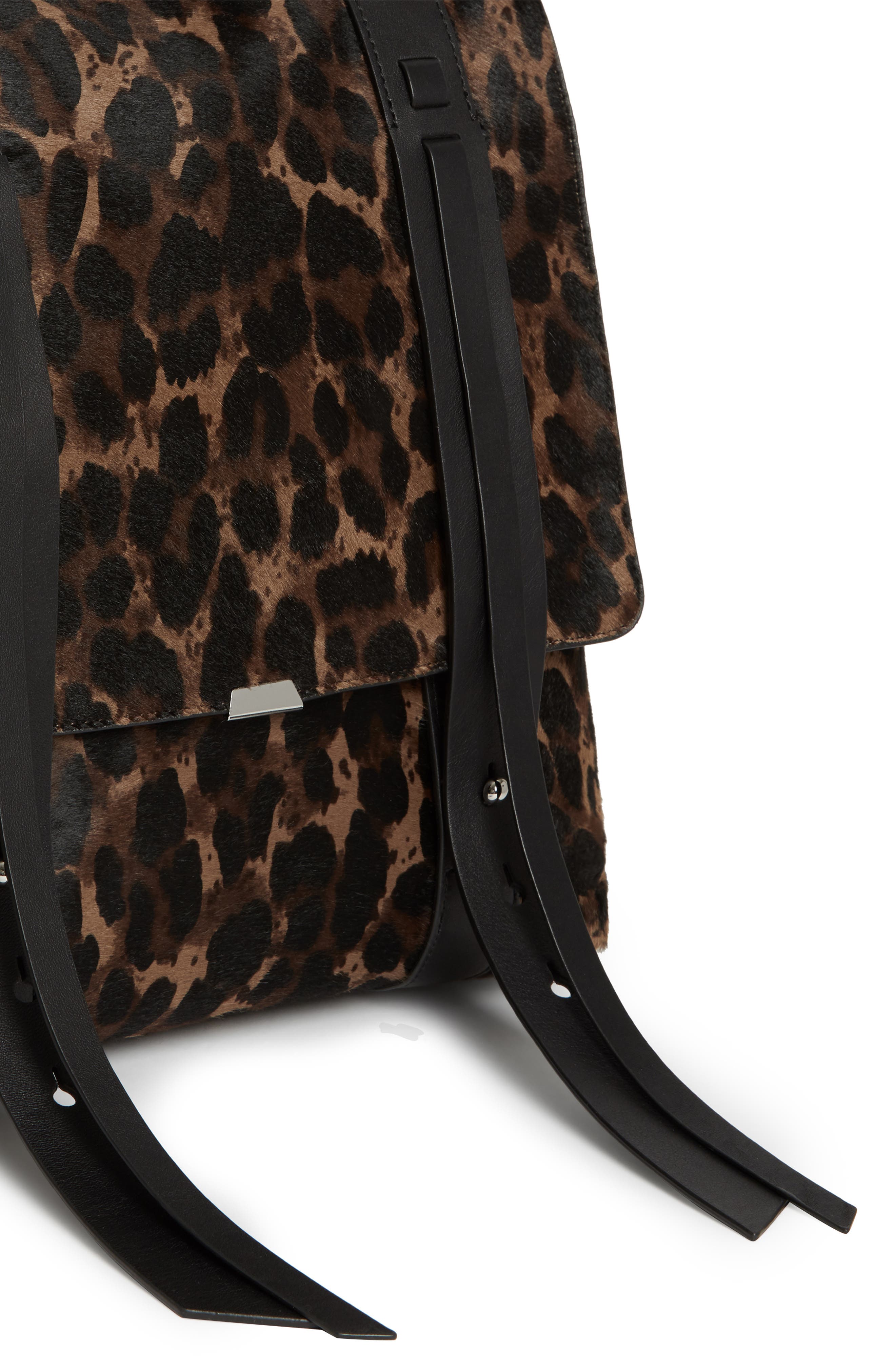 AllSaints Kim Leopard Print Genuine Calf Hair Backpack, Alternate, color, 