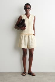 COS Embroidered-detail Linen Shorts