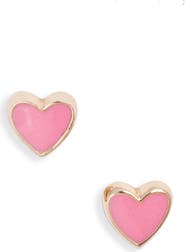 Anzie Enamel Heart Stud Earrings