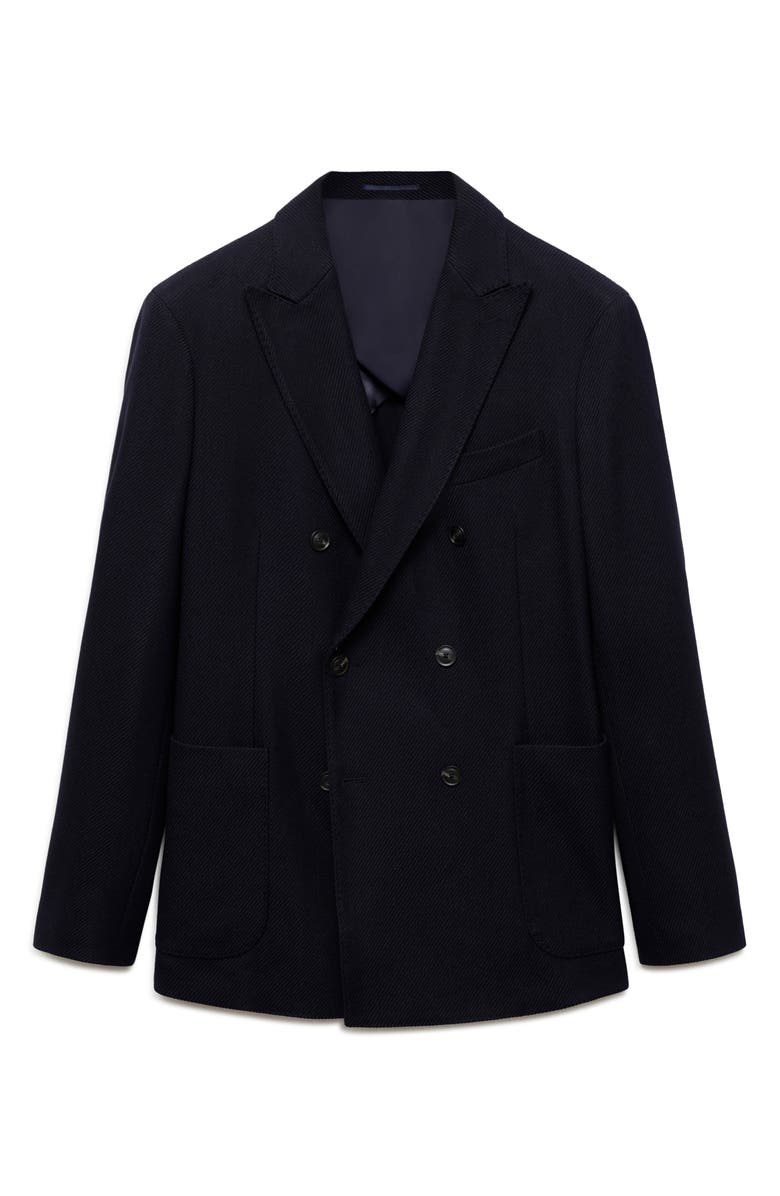 MANGO Slim Fit Double Breasted Twill Jacket, Alternate, color, 