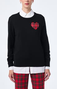 Trina Turk Plaid Heart Sweater