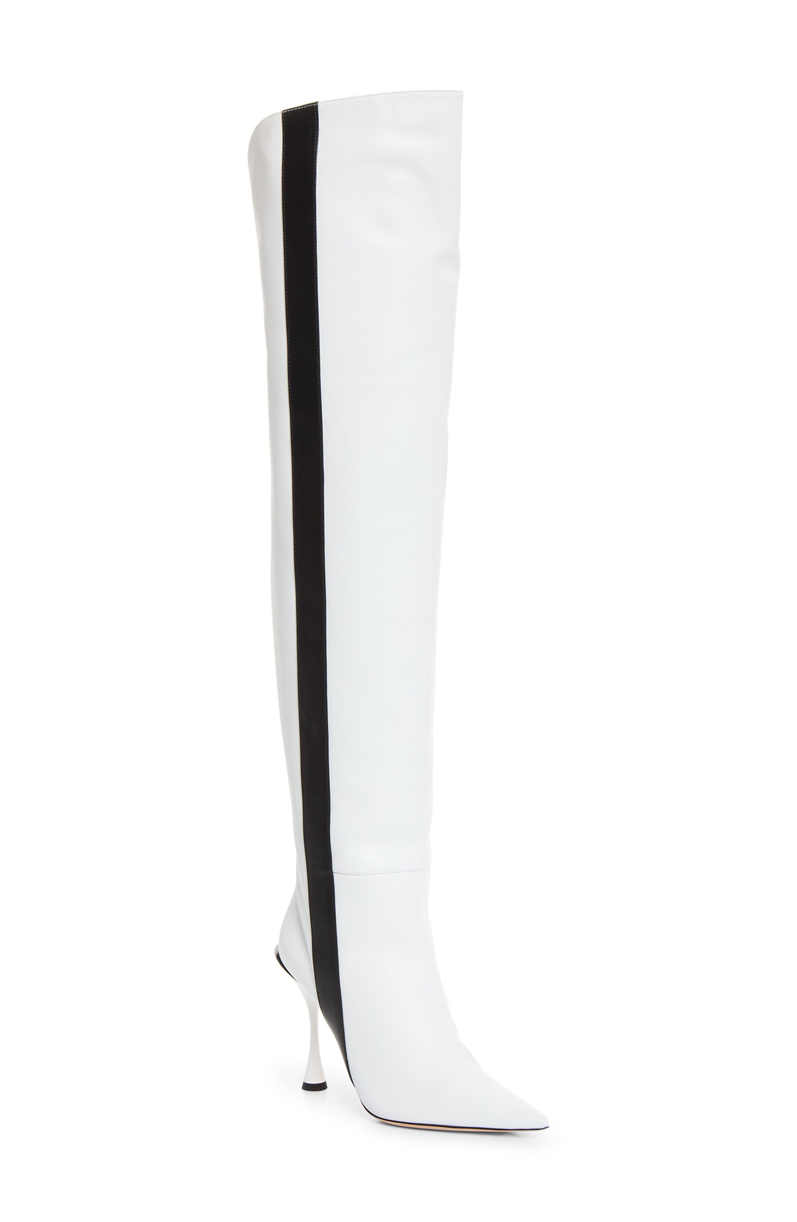 Bree Pointed Toe Thigh High Boot, Main, color, WHITE CALF