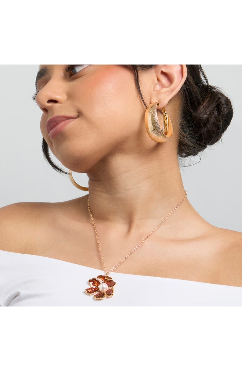 BCBG Generation Matte Textured Gold Hoop Earrings, Alternate, color, Gold