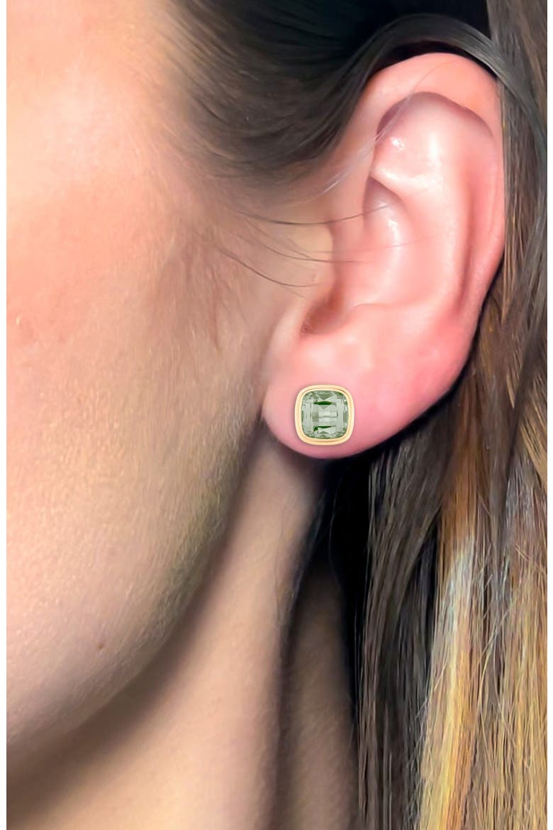 Manhattan Cushion Cut Stud Earrings, Alternate, color, TRANSLUCENT GREEN
