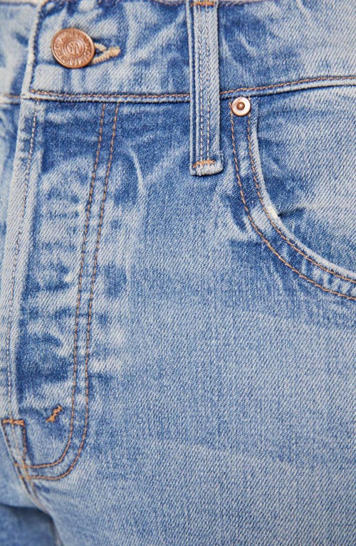 Mother Petites The Lil Mid Rise Hiker Hover Fight For Your Right Jeans In Blue