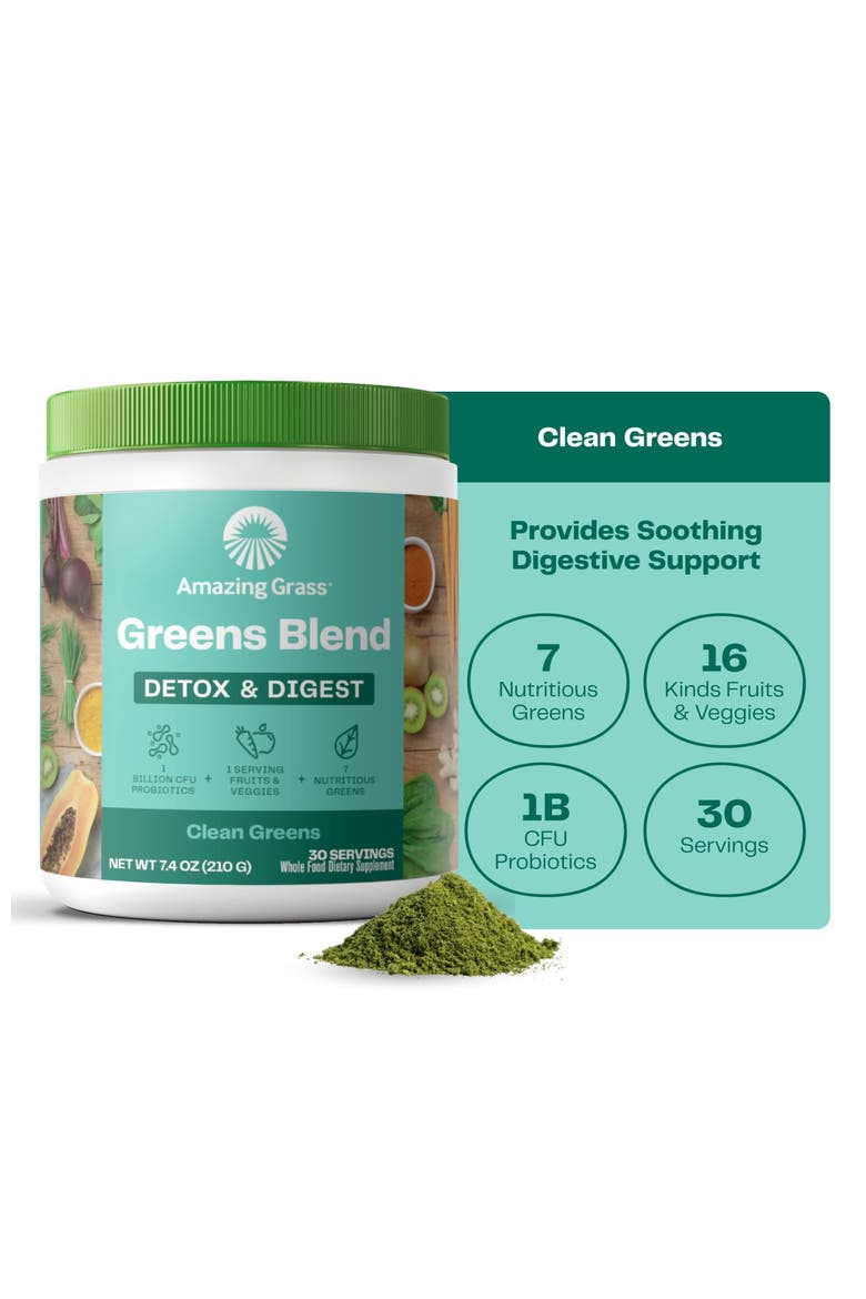 Detox Digest Green Superfood Powder Clean Greens 30 Servings, Main, color, None