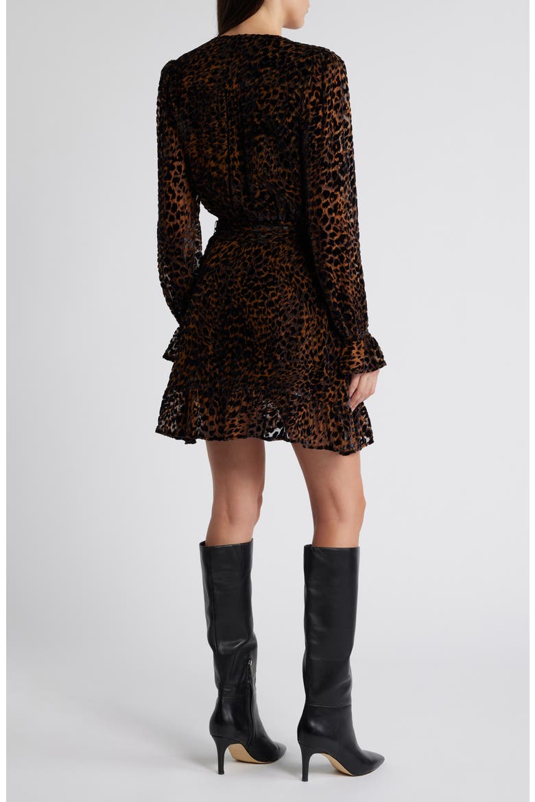 Ysabel Long Sleeve Leopard Velvet Burnout Dress, Alternate, color, LANDSLIDE MULTI