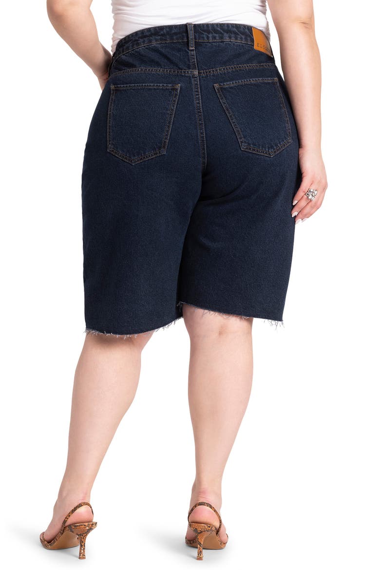 Raw Hem Denim Bermuda Shorts, Alternate, color, DARK WASH