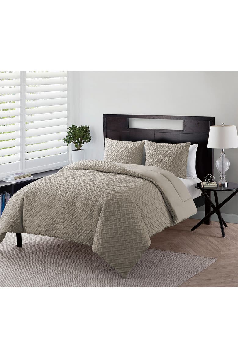 Nina Embossed Comforter Set - Full/Queen, Alternate, color, TAUPE