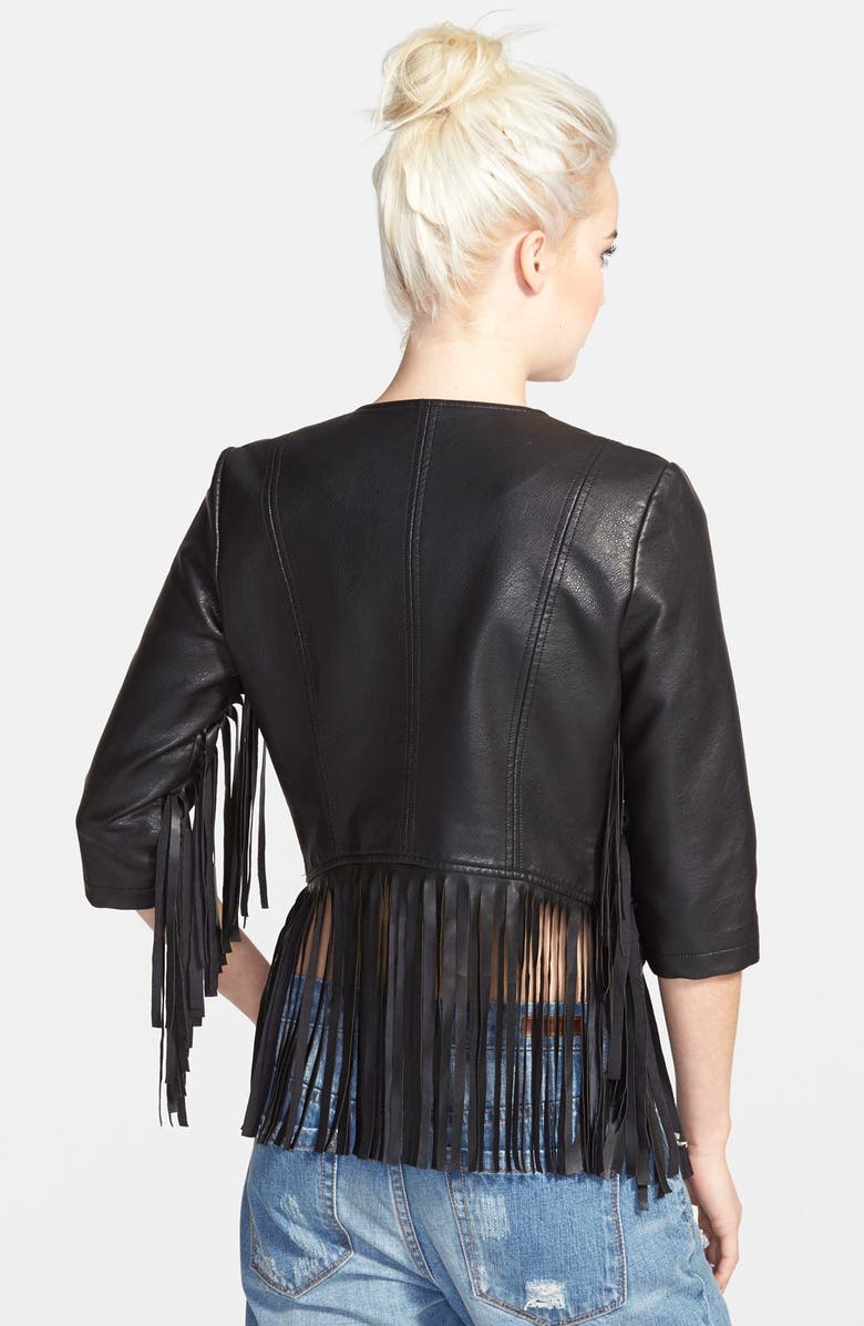 Glamorous Faux Leather Fringe Jacket, Alternate, color, 