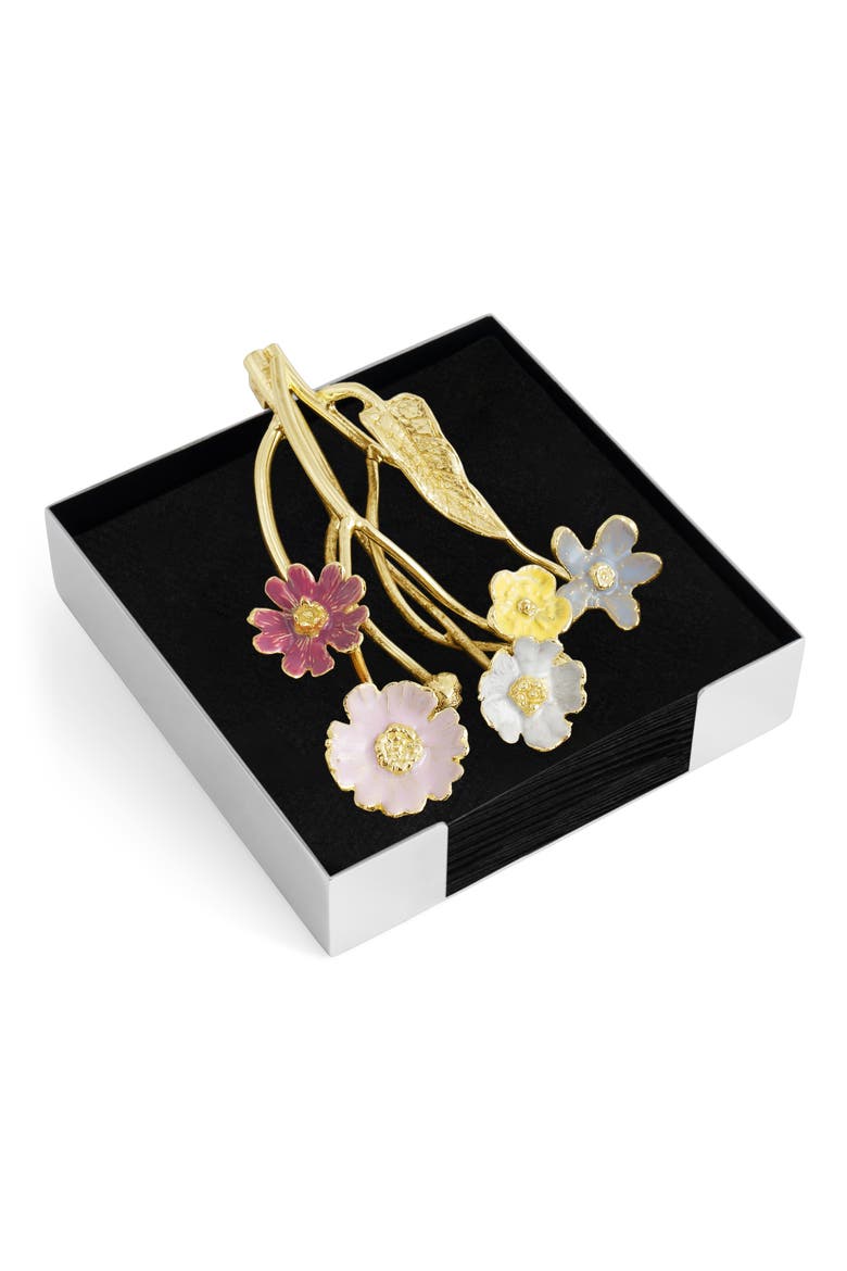 Wildflowers Cocktail Napkin Holder, Main, color, GOLD MULTI