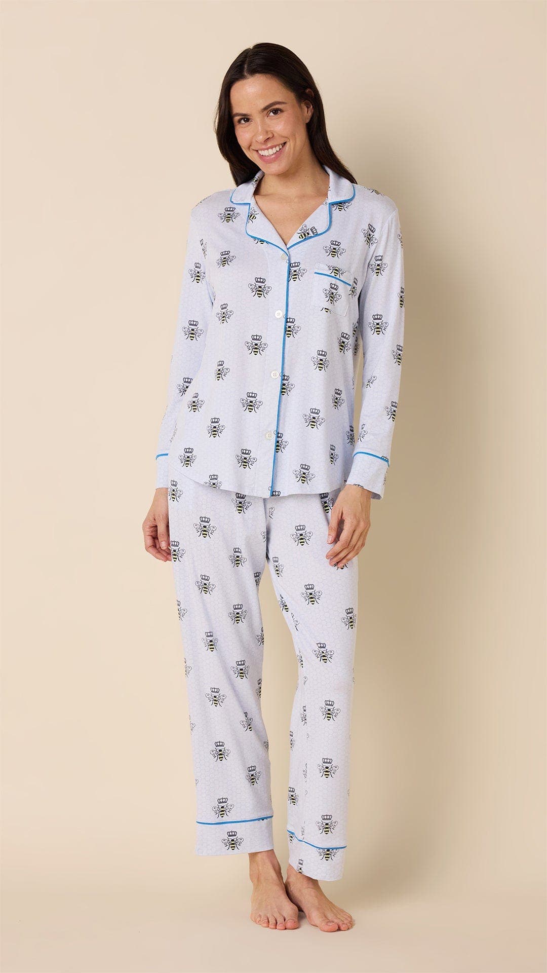 The Cat's Pajamas Flannel Pajama Set Holiday In Blue