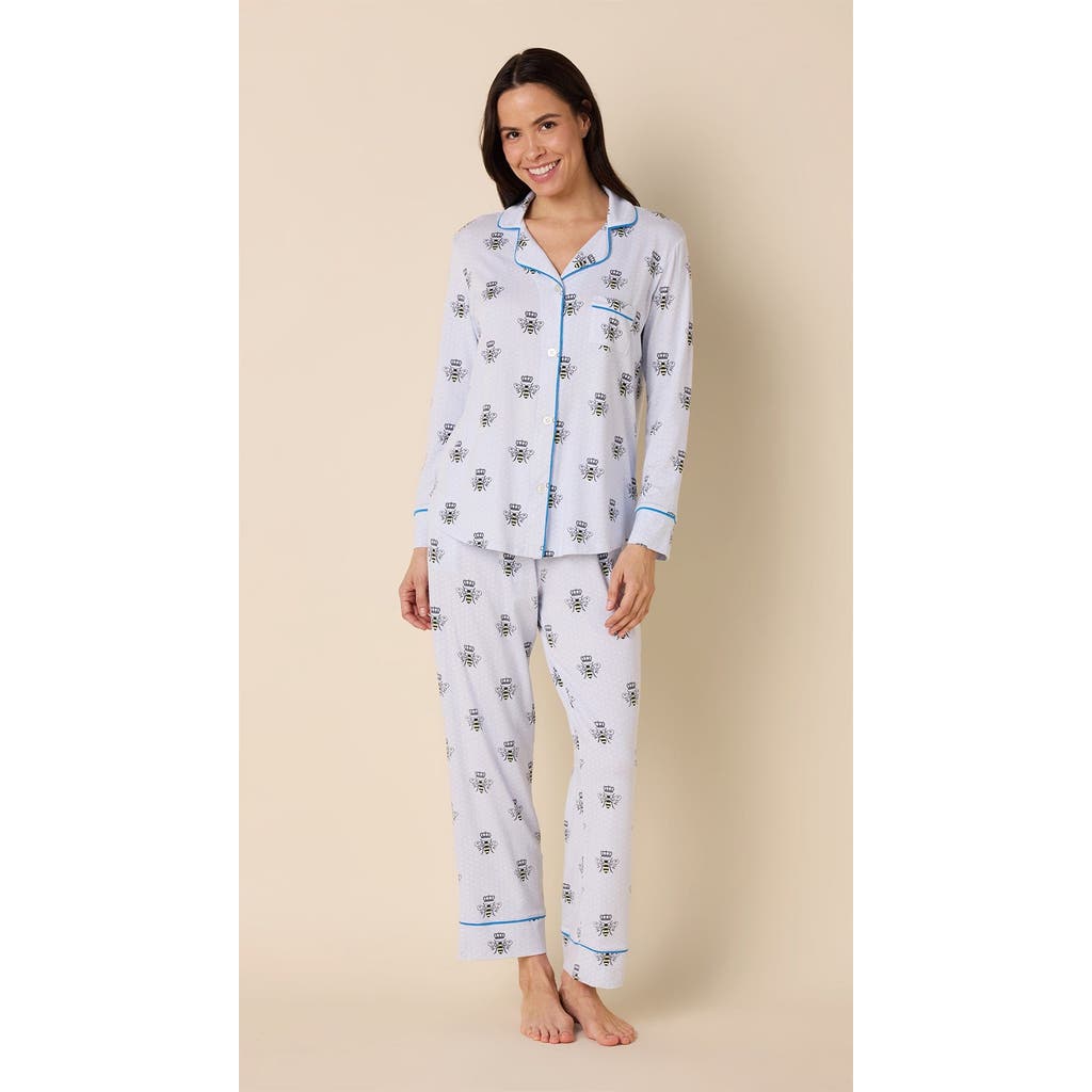 The Cat's Pajamas Flannel Pajama Set Holiday In Blue