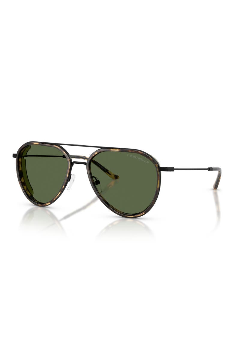 56mm Pilot Sunglasses, Alternate, color, MATTE BLACK / DARK GREEN