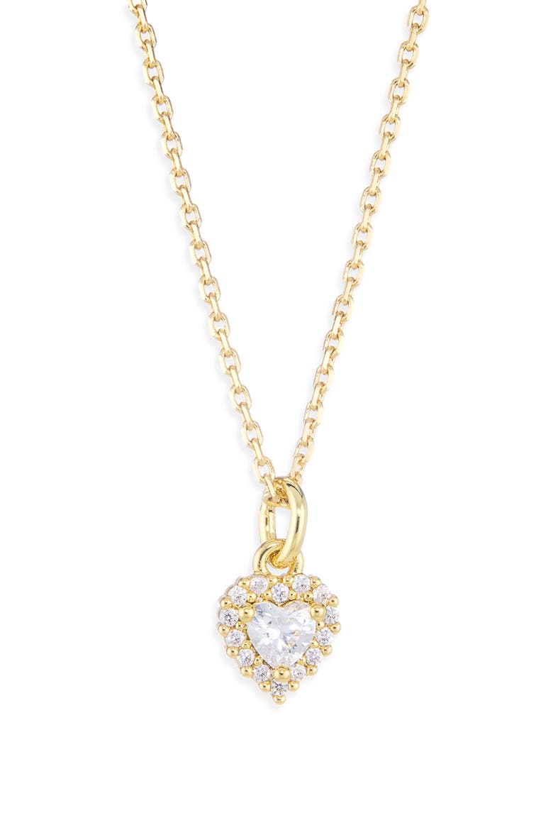 cubic zirconia heart halo pendant necklace, Alternate, color, CLEAR/ GOLD