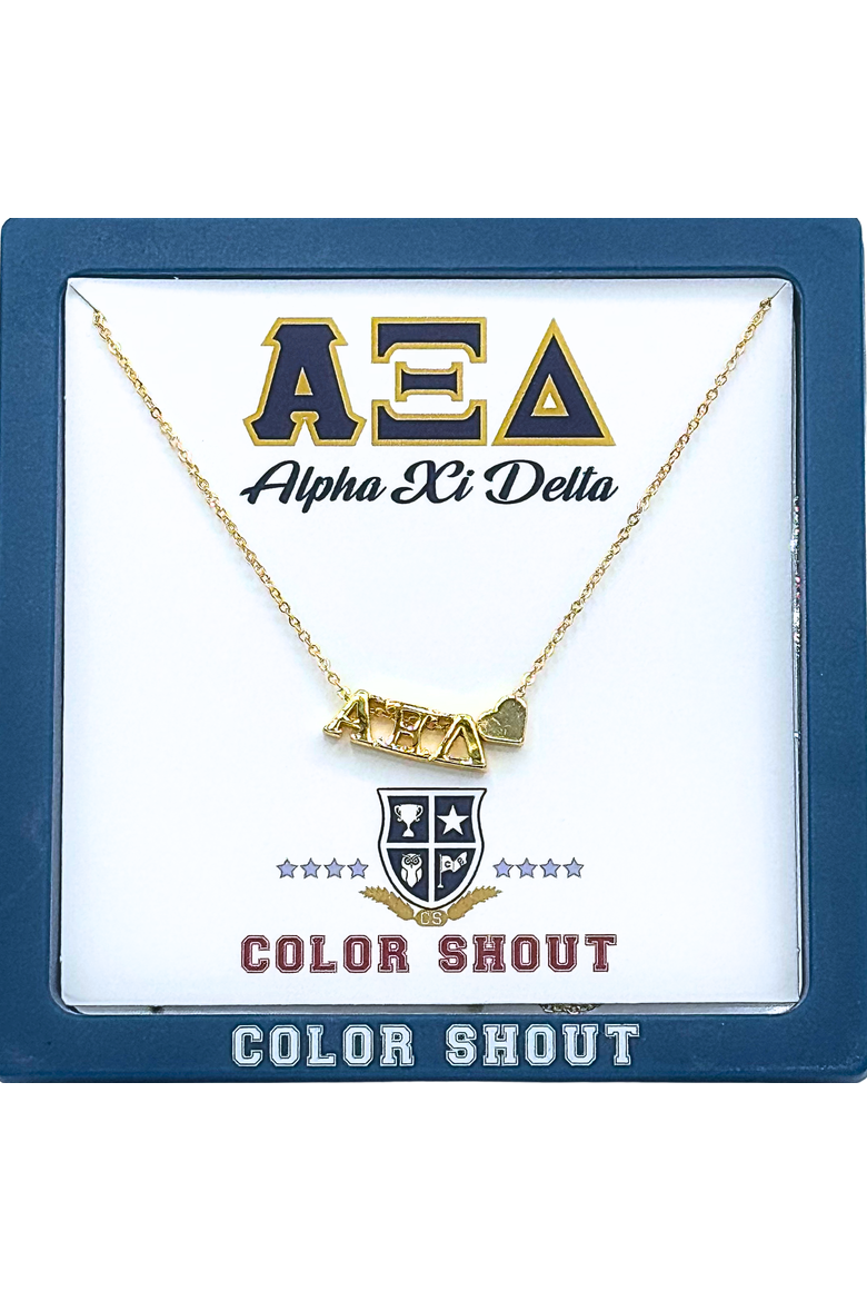 Alpha Xi Delta Sorority Gold Heart Necklace, Alternate, color, Yellow Gold